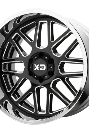 Fan Favorite XD XD201 GRENADE 5X127 22X12 -44 GLOSS BLACK MILLED CENTER CHROME LIP