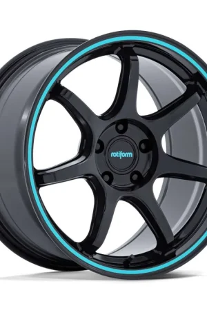 Rotiform Rc208 Bpu Wheel 19x8.5 5x114.3 Gloss Black w/ Teal Stripe 35mm RC208BL19851235 - FREE T-SHIRT INCLUDED! Best Choice