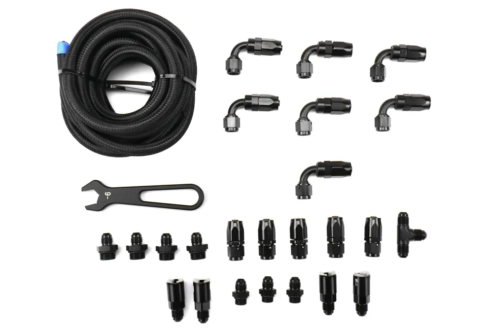 Torque Solution Braided Fuel Line Kit For -6AN FPR - 2002-2014 Subaru WRX / 2007-2021 STI Warranty Included