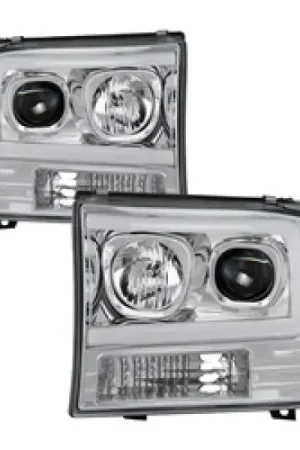 Spyder 99-04 Ford F-250 Super Duty Light Bar Projector Headlights - Chrome (PRO-YD-FF25099V2-LB-C) New Arrival