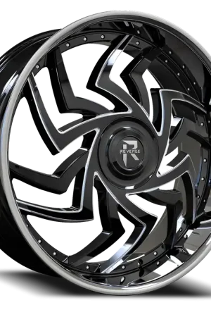 Revenge Rl107 - Wheel - 24x9 6x135 & 6x139.7 Black Milled w/ Stainless Lip 25mm - FREE T-SHIRT INCLUDED! Best Choice