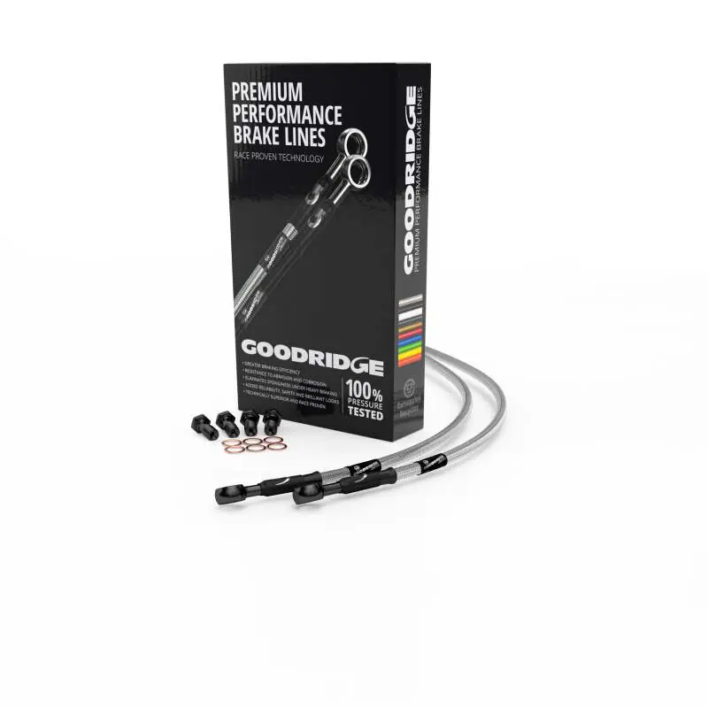 Goodridge 14-20 Harley-Davidson XL1200C Pull Back (w/o ABS) Clear Front Brake Line w/Black Fitting Worldwide Shipping