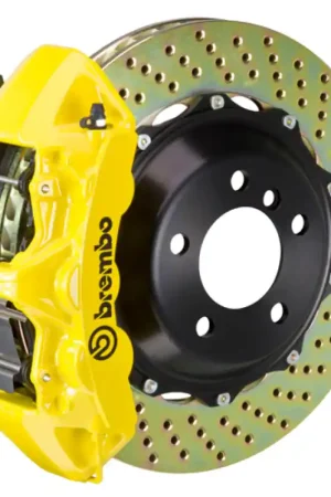 Worldwide Shipping Brembo 99-05 330i (Excl. xDrive) Front GT BBK 6 Piston Cast 355x32 2pc Rotor Drilled- Yellow