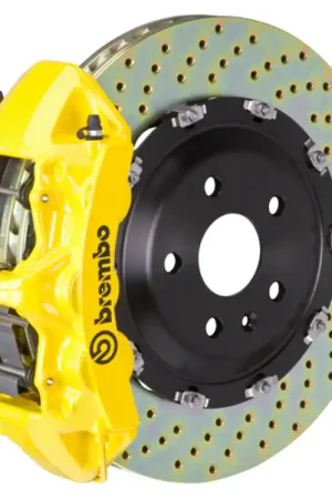 Free Returns Brembo 02-07 Coupe/Spyder/04-07 GranSport Fr GT BBK 6 Piston Cast 380x34 2pc Rotor Drilled- Yellow