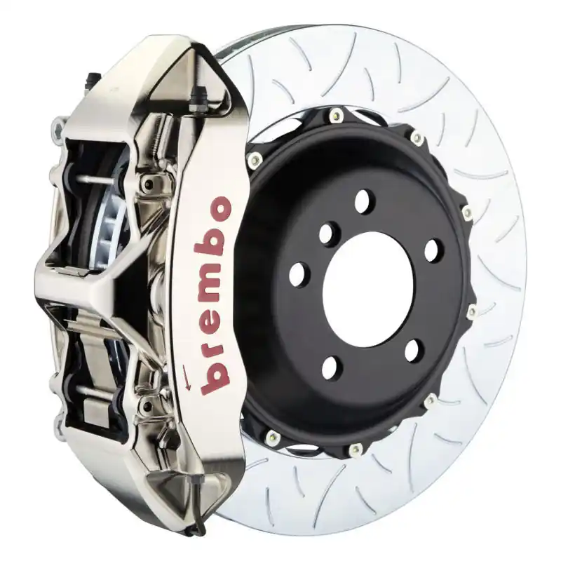 Brembo 08-13 128i/08-13 135i Front GTR BBK 6 Piston Billet 355x32 2pc Rotor Slotted Type3- Nickel Holiday Sale
