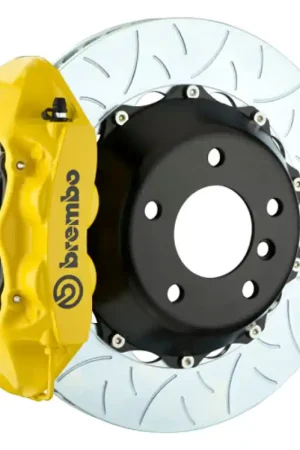 Factory Price Brembo 08-15 Lancer Evo X Rear GT BBK 4 Piston Cast 345x28 2pc Rotor Slotted Type-3- Yellow