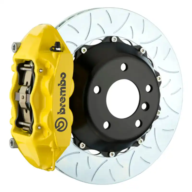Factory Price Brembo 08-15 Lancer Evo X Rear GT BBK 4 Piston Cast 345x28 2pc Rotor Slotted Type-3- Yellow