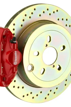 Holiday Sale Brembo 99-05 323i/325i/328i (Excl. xDrive) Rear GT BBK 2 Pist Cast 2pc 294x19 1pc Rotor Drilled-Red