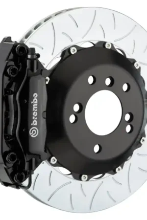 Brembo 07-08 G35/G35S Sedan Rr GT BBK 4Pis Cast 345x28 2pc Rotor Slotted Type3-Black Modern