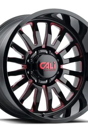 Cast Aluminum Wheels Summit 9110 GB-RD 24x14 Red Milled Spokes Gloss Black 8 On 170 Bolt Pattern -76 Offset Cali Offroad Wheels Next Day Delivery