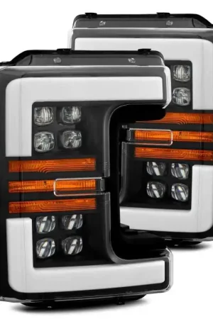 AlphaRex 17-19 Ford F-250 SD NOVA LED Proj Headlights Plank Style Matte Blk w/Activ Light/Seq Signal Factory Price