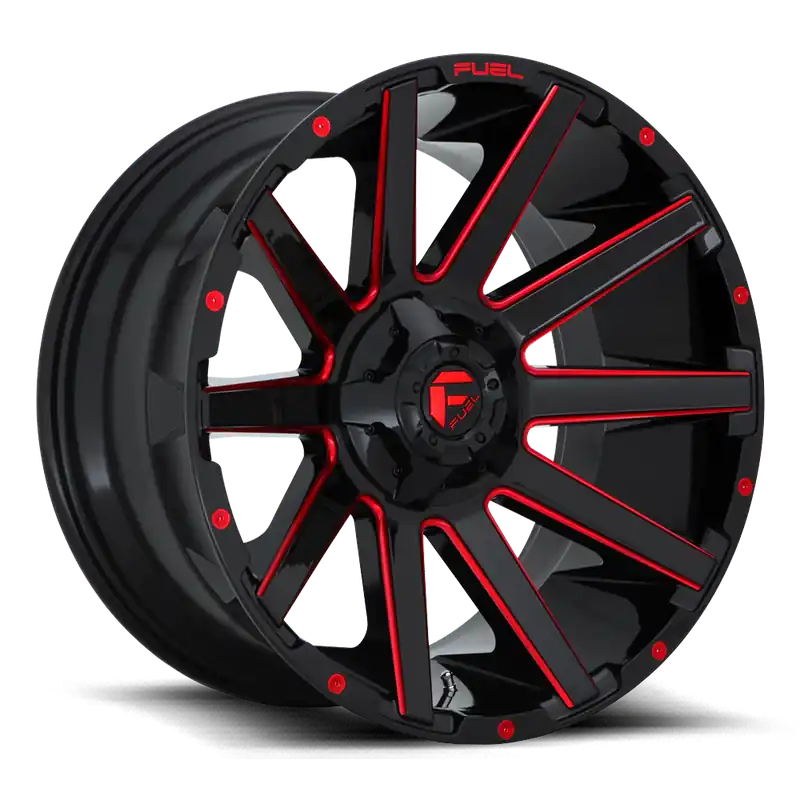 Aluminum Wheels 20X9 Contra D643 8 On 180 Gloss Red Milled 124.3 Bore 1 Offset Multi Spoke Fuel Off Road Wheels Exclusive Offer