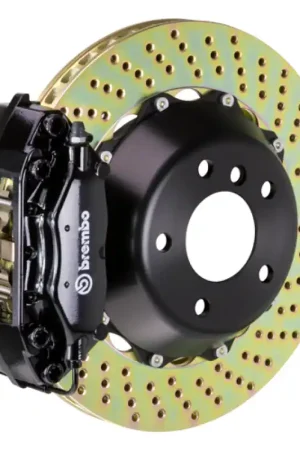Hot Deal Brembo 97-04 Corvette C5 Rear GT BBK 4 Piston Cast 2pc 345x28 2pc Rotor Drilled-Black