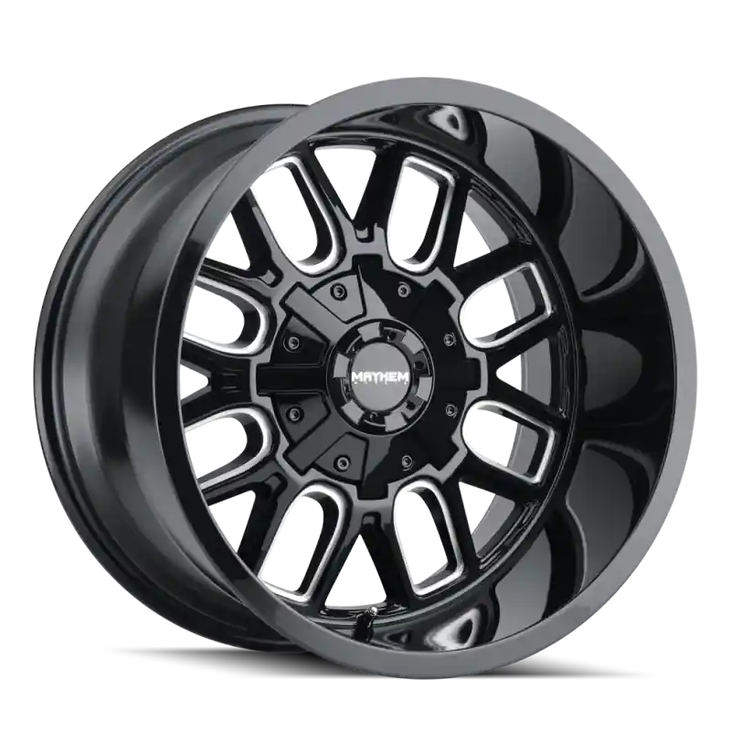 No Minimum Order Mayhem 8107 Cogent 18x9 / 8x165.1 BP / 0mm Offset / 130.8mm Hub Gloss Black Milled Wheel