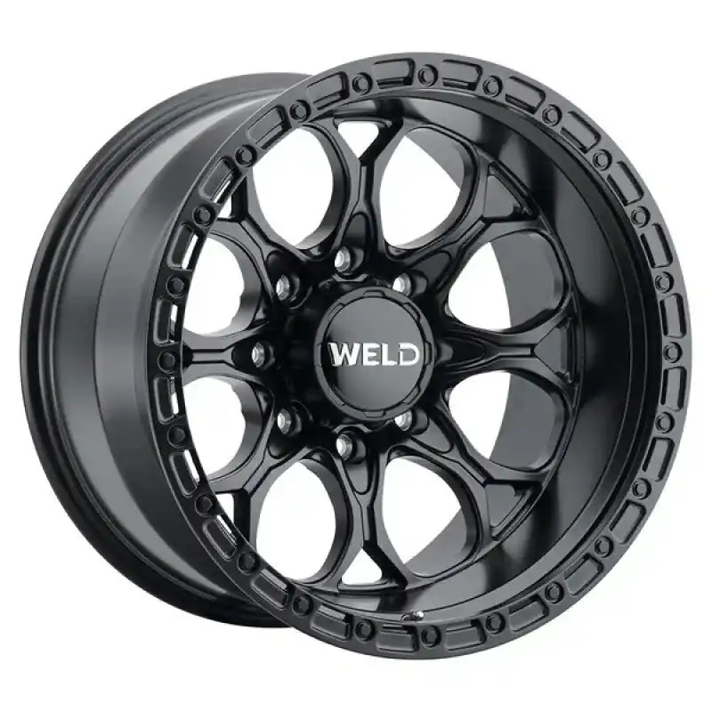 Express Delivery Weld Ledge 8 20x10 / 8x180 / ET-18 / 4.75 BS / 124.3 Bore - Satin Black/Satin Black Ring Wheel