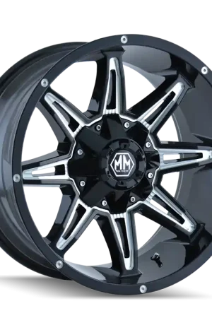 Free Returns Mayhem 8090 Rampage 20x9 / 6x135 BP / 18mm Offset / 106mm Hub Black w/ Milled Spokes Wheel