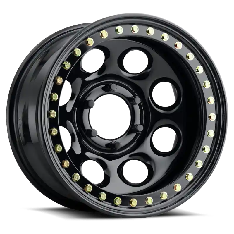 Raceline RT81 Rock 8 15x8in / 5x114.3 BP / -19mm Offset / 83.82mm Bore - Gloss Black Beadlock Wheel Must Have