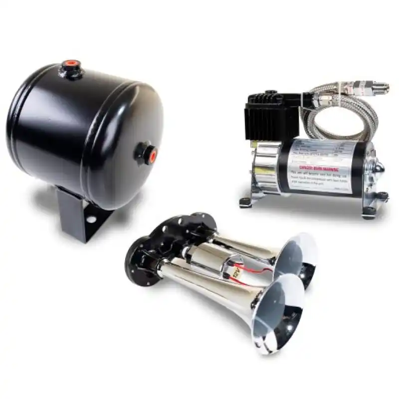 Free Shipping Kleinn Dual Chrome Horn Kit w/ 120 PSI Air Compressor / 0.5 gal Air Tank