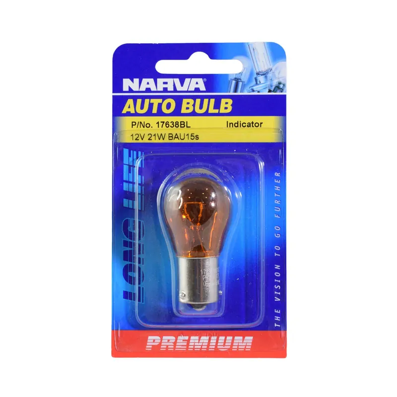 Narva 17638BL 12V 21W PY21W Amber Incandescent Bayonet BAU15S Globe - Single Brand New