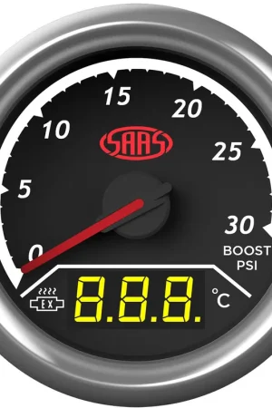 Super Sale SAAS SG611240 Trax Series Dual Gauge - Boost 0-30 Psi\\/Exhaust Temp 0°-900° Analogue\\/Digital