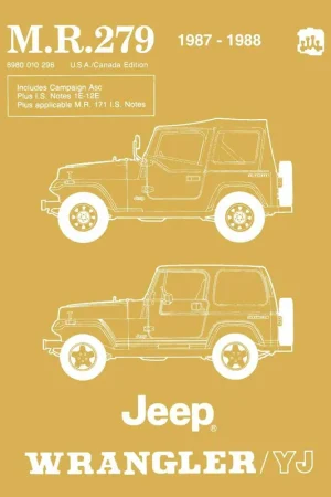 Fresh Stock Service Manual for 1987-1988 Jeep Wrangler and YJ