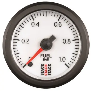 Next Day Delivery Autometer Stack 52mm 0-1 Bar M10 Male Pro Stepper Motor Fuel Pressure Gauge - White - ST3353