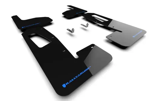 Special Offer Rally Armor 2022-2025 Rivian R1T Black UR Mud Flap w/ Nitrous Blue Logo - MF18-UR-BLK/NB