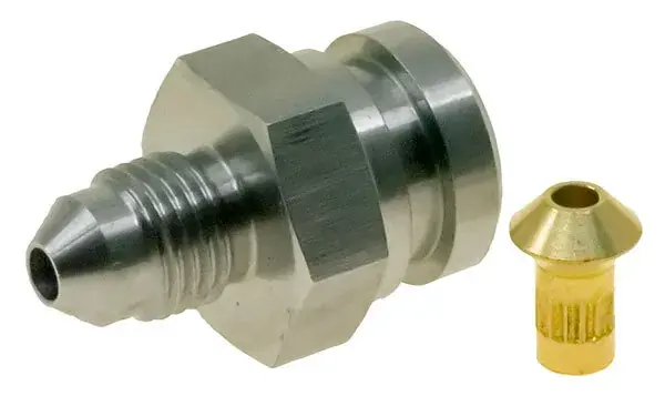 Instant Buy Raceworks M10x1.0 Female Inverted Flare To AN-3 W/ Brake Locator Stainless Steel