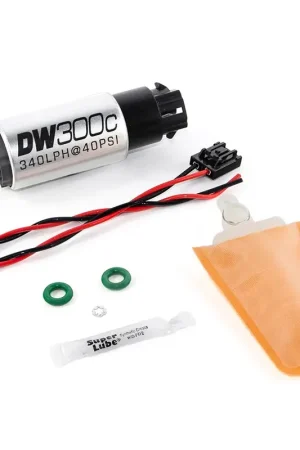Weekend Sale Deatschwerks DW300C 340lph Compact Fuel Pump w/Mounting Clips + Install Kit (Corolla 03-04)