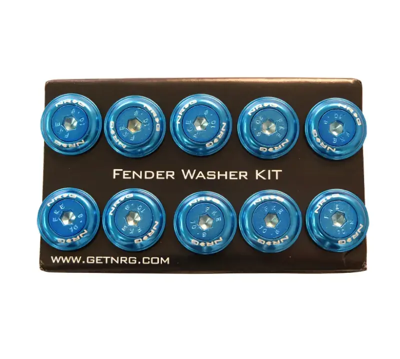 NRG NRG Fender Washer Kit w/Color Matched M6 Bolt Rivets For Plastic (Blue) - Set of 10 Special Discount