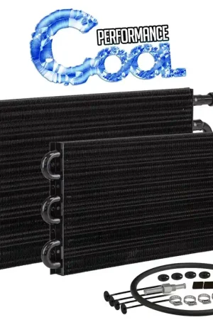 Proflow Transmission Fluid Cooler Tube Fin Black Powder Coated 7.5in x 12.5in x 0.75in AN6 Fittings Fresh Stock