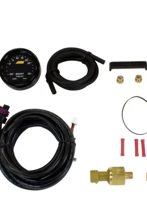 AEM X-Series Boost Pressure Gauge -30inHg~35psi / -1~2.5bar. Black Bezel & Black Faceplate Next Day Delivery