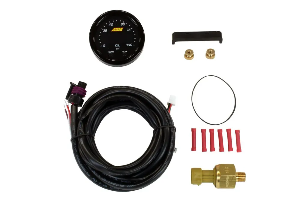 AEM X-Series Pressure Gauge 0~100psi / 0~7bar . Black Bezel & Black Oil Faceplate Bulk Order