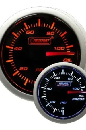 Fast Shipping ProSport 52mm Electrical 'Performance' Oil Pressure Gauge - Amber/White
