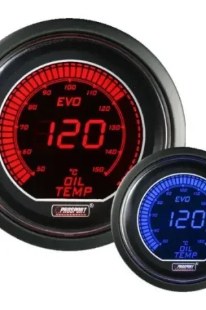 High Quality ProSport 52mm 'Evo' Oil Temperature Gauge - Red/Blue (Celsius)