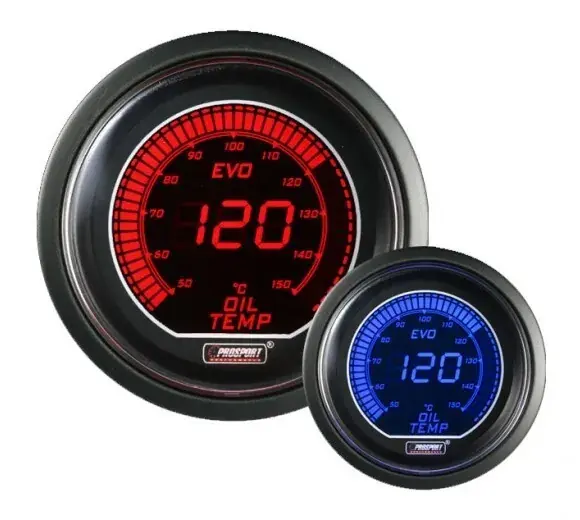 High Quality ProSport 52mm 'Evo' Oil Temperature Gauge - Red/Blue (Celsius)
