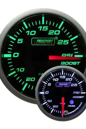 Affordable ProSport 52mm Electrical 'Premium' Boost Gauge - Green/White