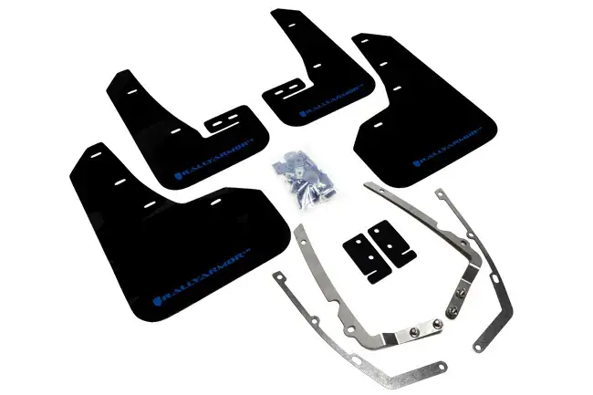 Rally Armor UR Rally Mud Flap (Mk7 Golf Inc GTI/Mk7.5 Golf R) Black/Blue Logo Limited Edition