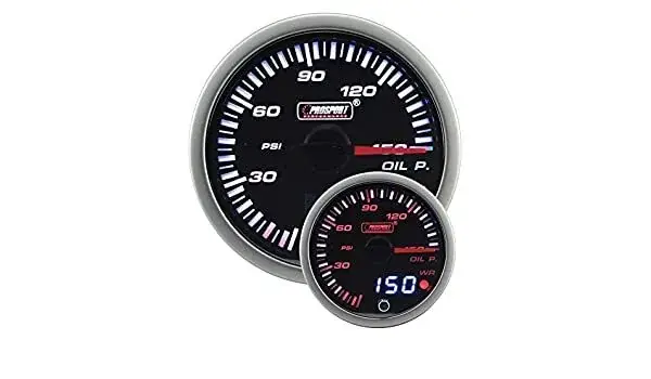 Limited Time ProSport 60mm Electrical 'JDM' Dual Display Oil Pressure Gauge - Amber/White