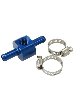 Must Have Aeroflow In-Line Pressure Gauge Adapter 3/8" Barbs w/1/8" NPT - Black