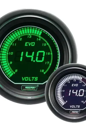 Don’t Miss Out ProSport 52mm Electrical 'Evo' Volt Gauge - Green/White Digital Display