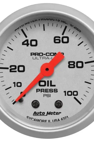 Best Price Autometer 2-1/16" Oil Pressure 0-100 PSI Mechanical Ultra-Lite