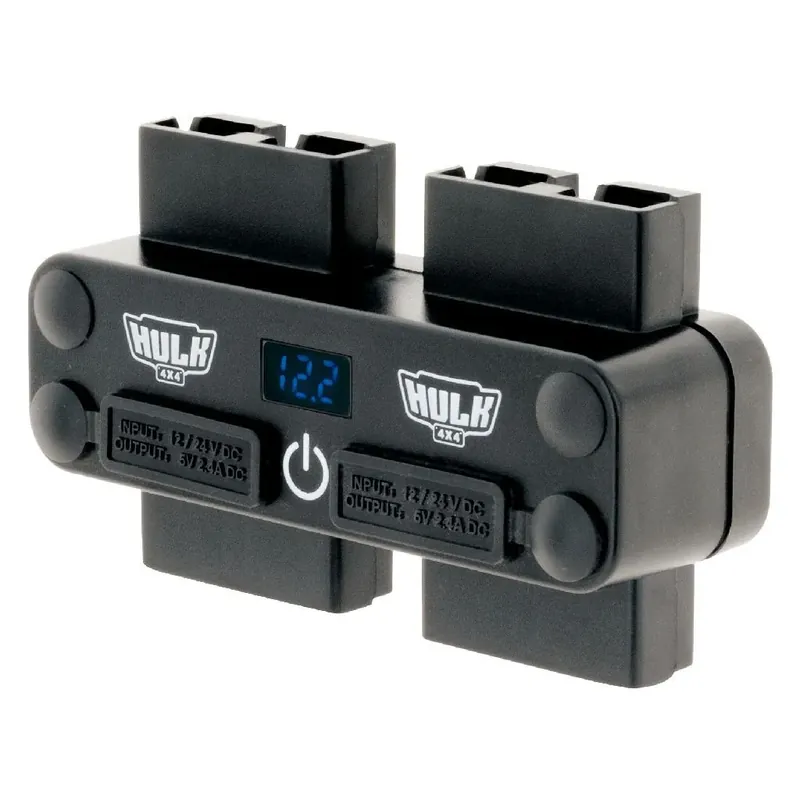 Hulk 4x4 4-Way 12/24V DC Power Adaptor 4x 50A Plugs USB's and Voltmeter Touch Switch Free Shipping