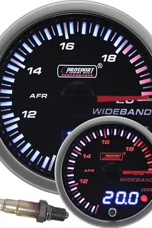ProSport 60mm Electrical 'JDM' Wideband Dual Display AFR Gauge - Amber/White/Blue Limited Time
