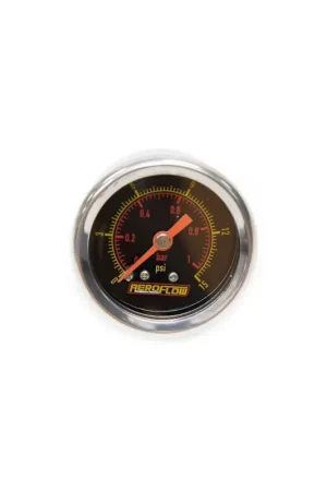 Trusted Brand Aeroflow 1 1/2" 0-15 PSI Pressure Gauge - Black Face/White Pointer