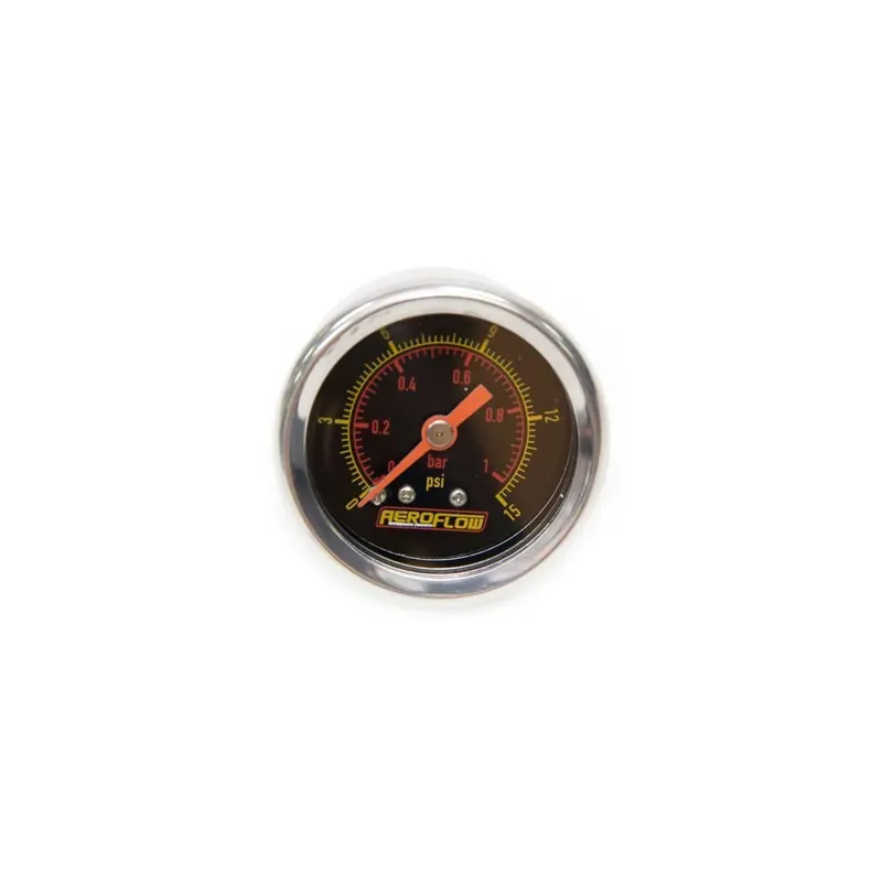 Trusted Brand Aeroflow 1 1/2" 0-15 PSI Pressure Gauge - Black Face/White Pointer