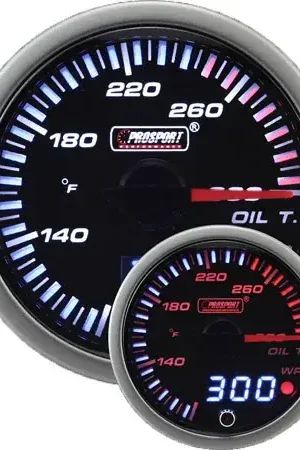 Buy Online ProSport 60mm JDM Dual Display Oil Temperature Gauge - Amber/White - Fahrenheit