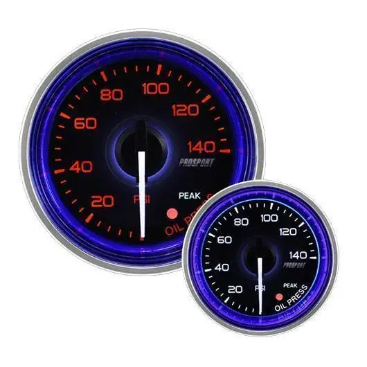 Price Drop ProSport 52mm Electrical 'Crystal' Oil Pressure Gauge - Blue/White