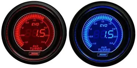 Grab Now ProSport 52mm Electrical 'Evo' Boost Gauge - Bar Amber/Blue
