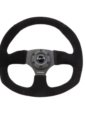 Order Now NRG Reinforced Steering Wheel Flat Bottom Suede Black